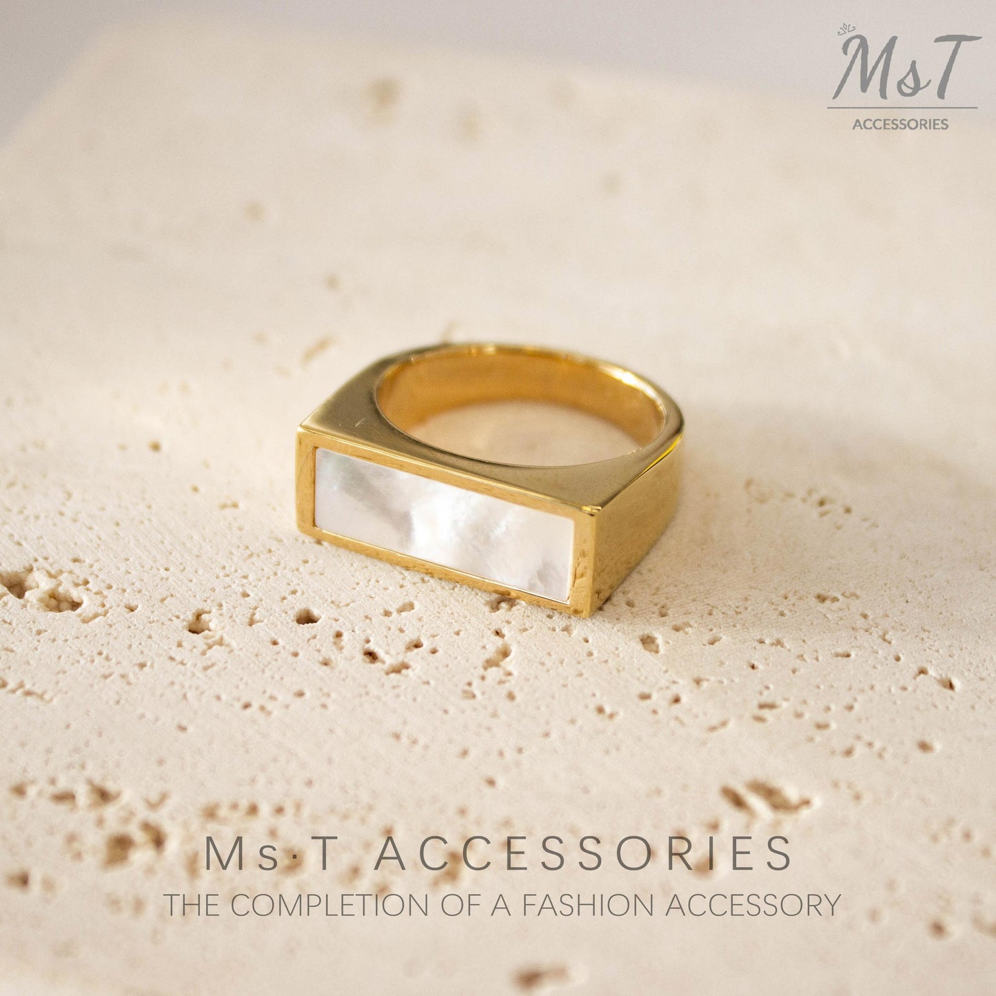 MST Fashion Accessories Bohemian Pearl Signet Ring