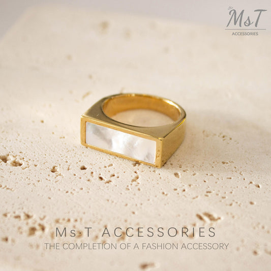 MST Fashion Accessories Bohemian Pearl Signet Ring