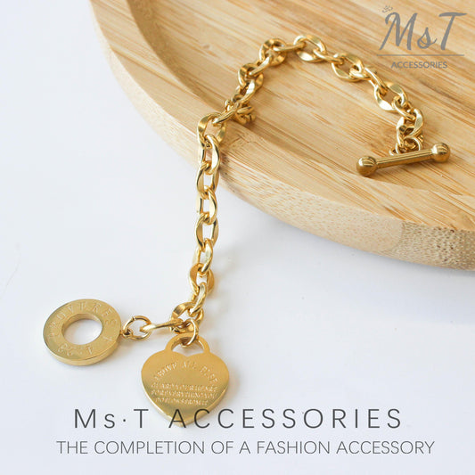 MST Fashion Accessories Love Heart Charm Bracelet